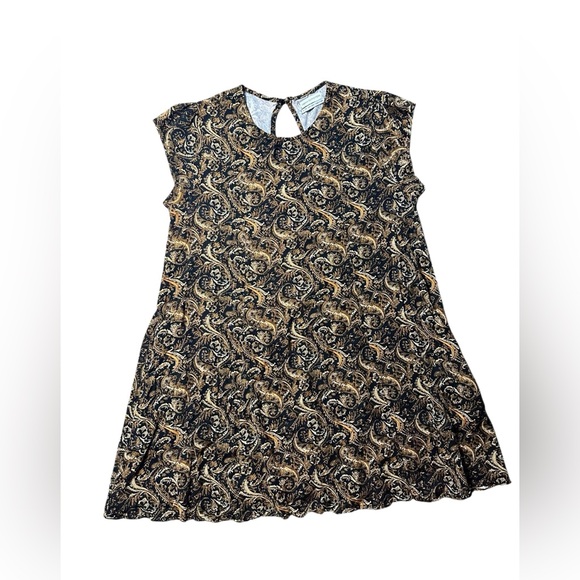 Urban Outfitters Paisley Print Swing Dress Black Gold XL - Picture 1 of 6